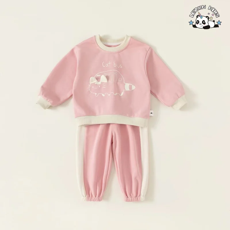 LEZONKIDS - Customizable New Fashion Spring Cute Boutique Little Cat Print Little Girls Clothing Sets for 2 to 14 Years Old